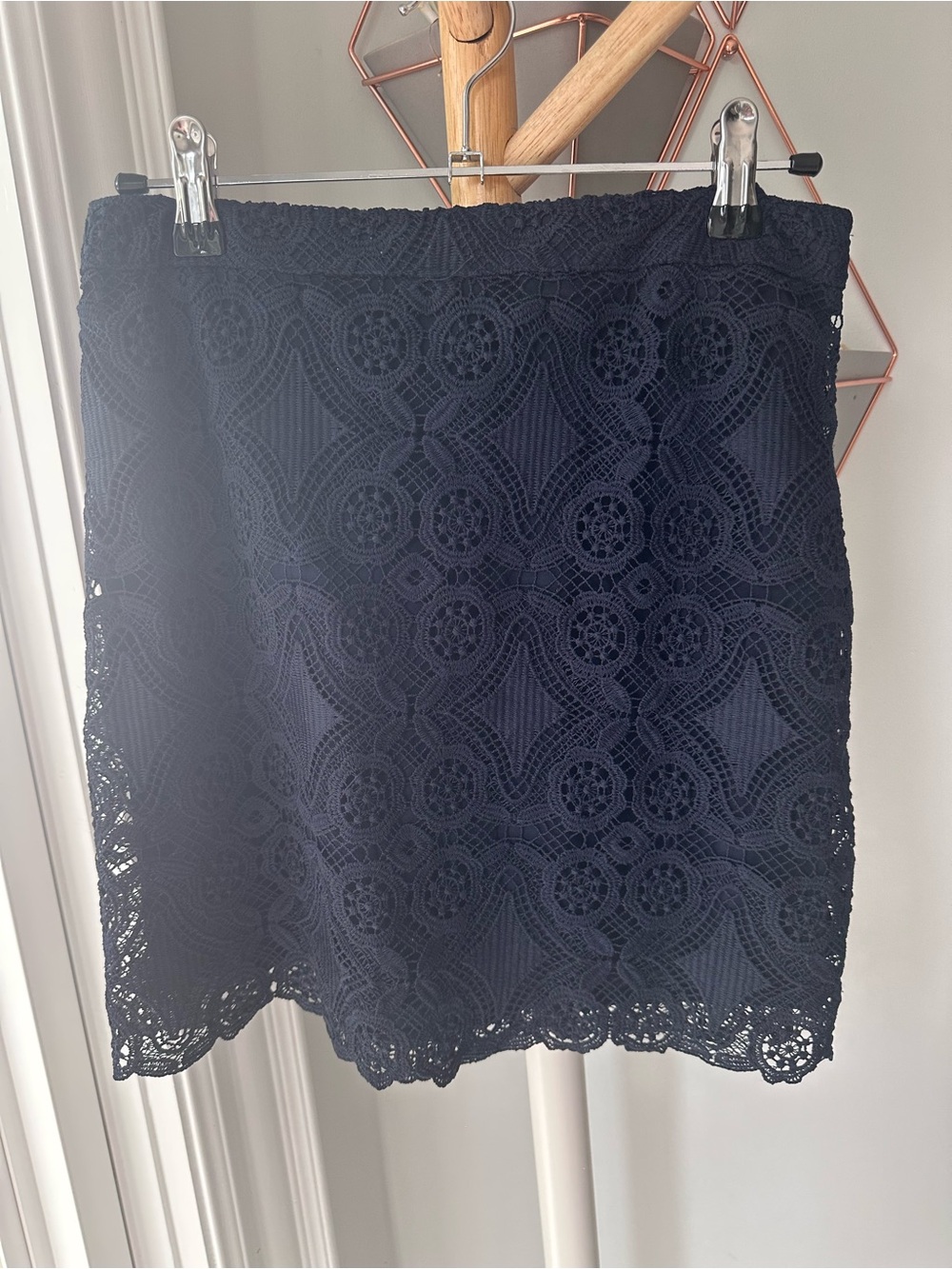 HOLLISTER Navy Blue Crochet Lace Mini Skirt Size 3 Small
